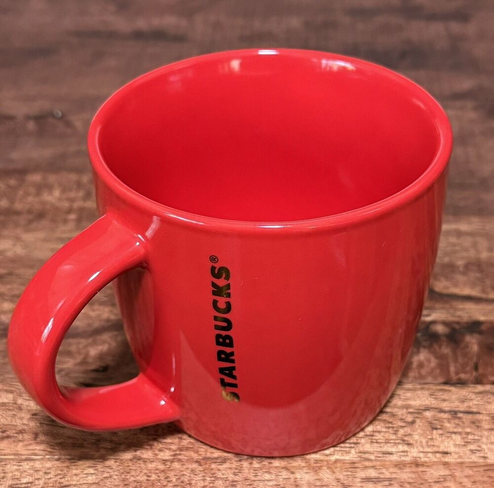 Starbucks Matte Red w/Gold Lettering 14 Oz Mug Holiday 2016